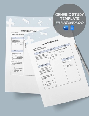 Generic Study Template Generic Study Template