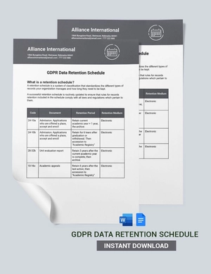 GDPR Data Retention Schedule Template