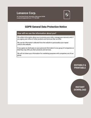 GDPR General Data Protection Notice