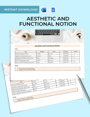 Aesthetic And Functional Notion Template