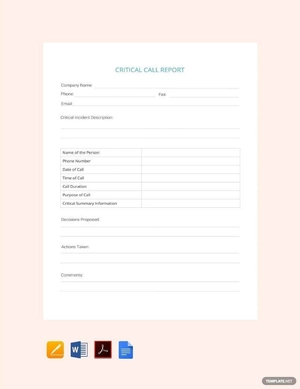 Critical Call Report Template