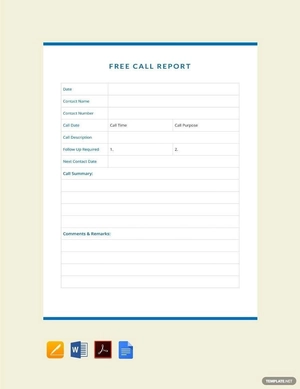 Editable Call Report Template