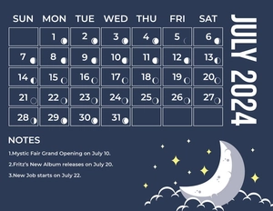 Lunar Calendar July 2024