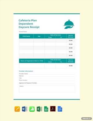 Cafeteria Plan Dependent Daycare Receipt Template