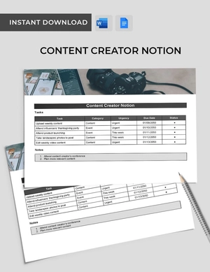 Content Planner Notion Template