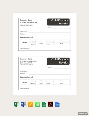 Child Daycare Receipt Template