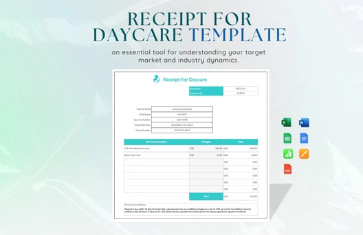 Receipt For Daycare Template