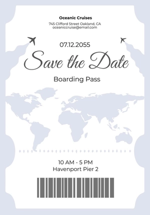 Boarding Pass Save The Date Template