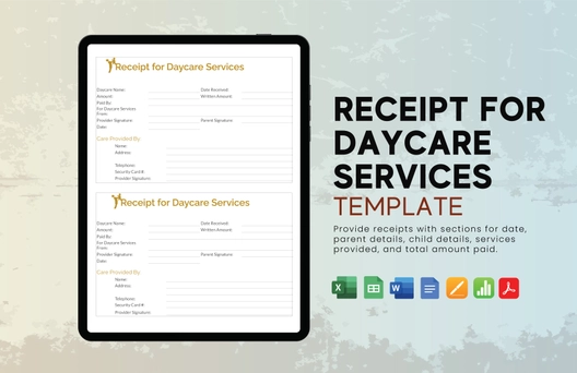 Receipt For Daycare Services Template