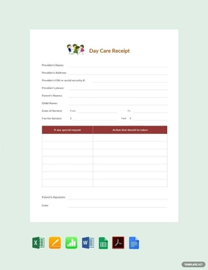 Sample Daycare Receipt Template