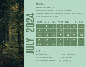 July 2024 Photo Calendar