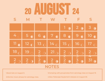 Free August 2024 Calendar With Moon Phases Template to Edit Online