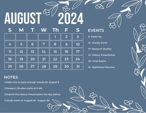 Floral August 2024 Calendar