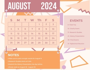 Pretty August 2024 Calendar