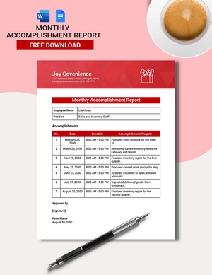 Monthly Accomplishment Report Template