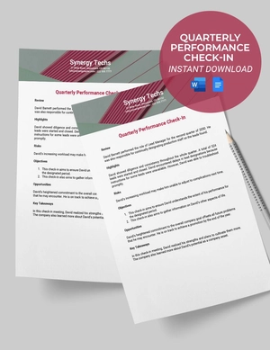 Quarterly Performance Check-in Template