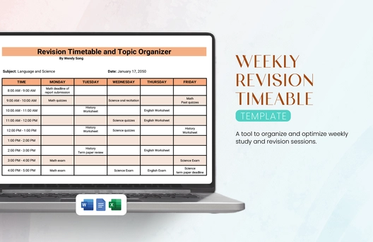 Weekly Revision Timetable Planner Template