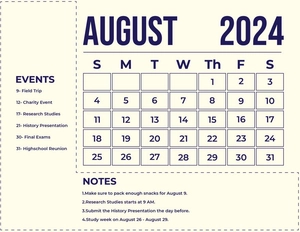 August 2024 Monthly Calendar August 2024 Monthly Calendar
