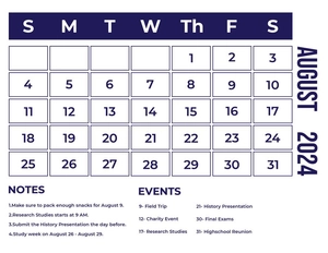 Simple August 2024 Calendar