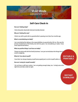 Self Care Check-In Template