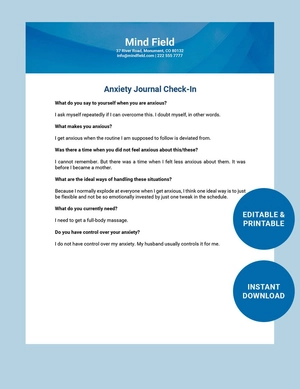 Anxiety Journal Check-In Template