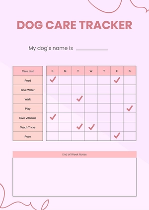 Daily Dog Care Chart Daily Dog Care Chart