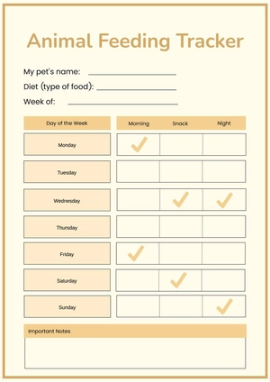 Animal Feeding Chart