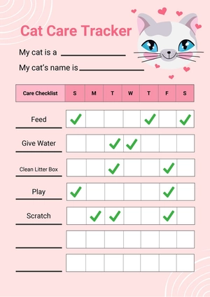 Cat Care Chart Cat Care Chart