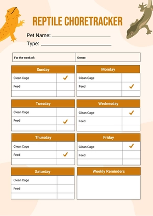 Reptile Chore Chart