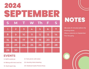 Colorful September 2024 Calendar