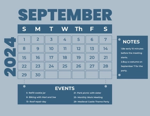 September 2024 Monthly Calendar