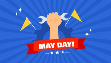 Free May Day Blue Background Template to Edit Online