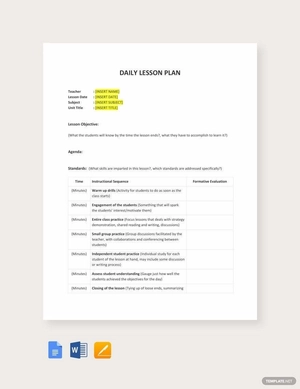 Sample Daily Lesson Plan Template