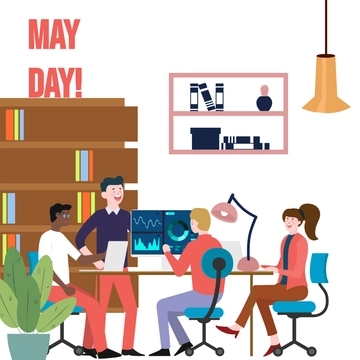 Free May Day Flat Design Clipart Template to Edit Online