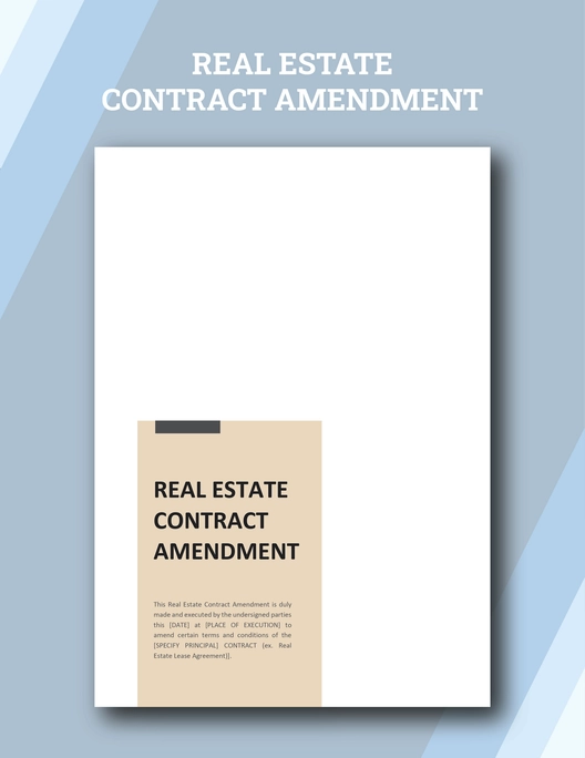 Real Estate Contract Amendment Template