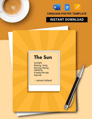Cinquain Poetry Template