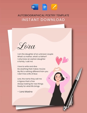 Autobiographical Poetry Template