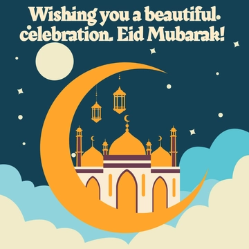 Free Eid al-Fitr Wishes Clipart Template to Edit Online