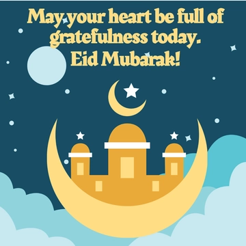 Free Eid al-Fitr Message Clipart Template to Edit Online