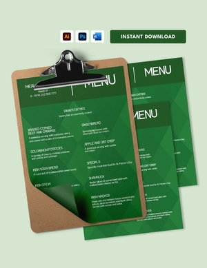 St. Patrick's Day Menu Template