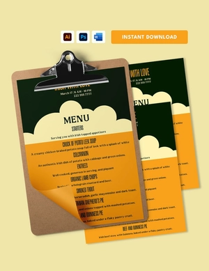 Celtic St Patricks Day Menu Template
