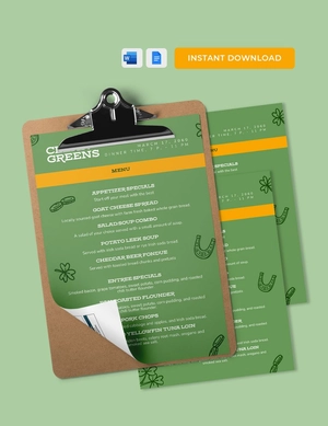 Classic St Patricks Day Menu Template