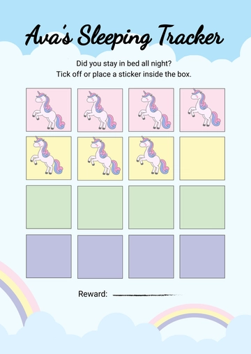 Free Girls Unicorn Sleeping Chart Template to Edit Online
