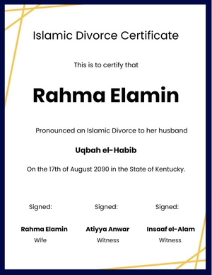 Islamic Divorce Certificate Template Islamic Divorce Certificate Template