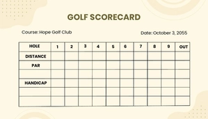 Golf Scorecard Template