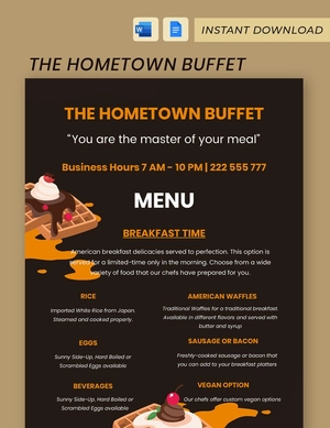 Breakfast Buffet Menu Template