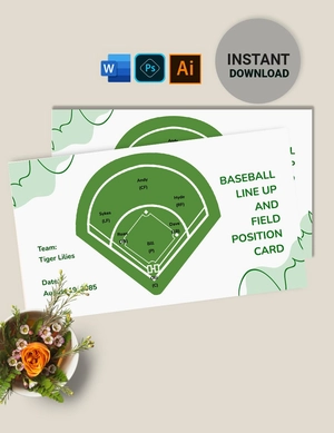 Baseball Line Up And Field Position Card Template