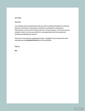 Cancellation of Appointment Letter Template