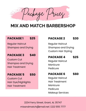Modern Barbershop Price List