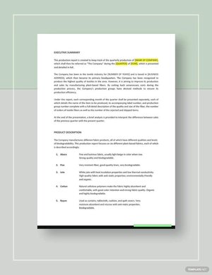 Quarterly Production Report Template Quarterly Production Report Template
